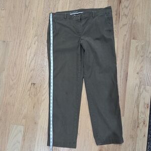 Talbots Women's Chino Pants Brown Cotton Flat Front Straight Button Zip size 16